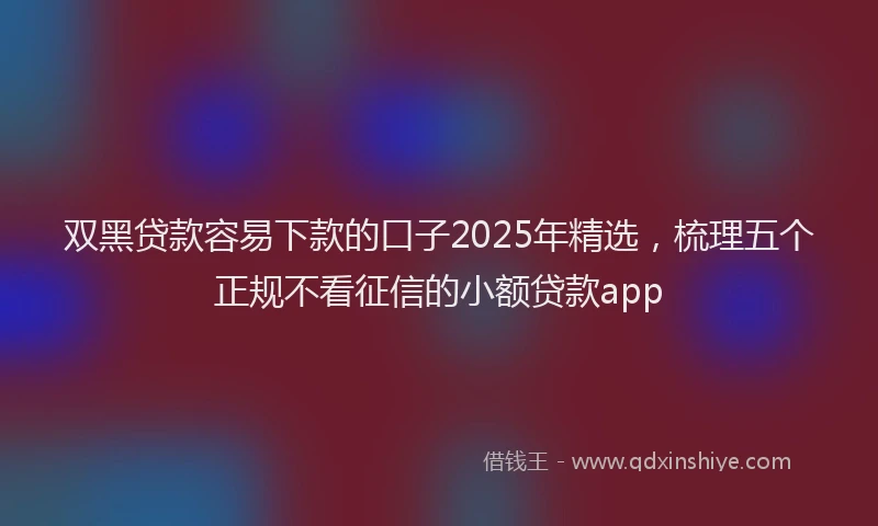 双黑贷款容易下款的口子2025年精选，梳理五个正规不看征信的小额贷款app