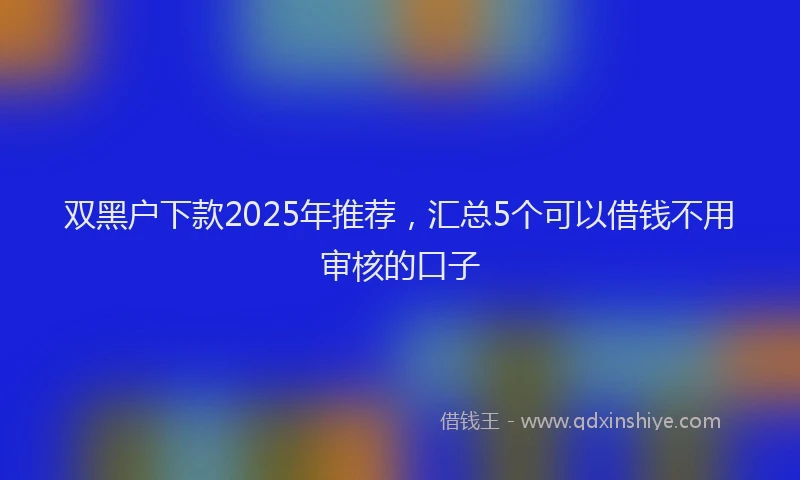 双黑户下款2025年推荐，汇总5个可以借钱不用审核的口子