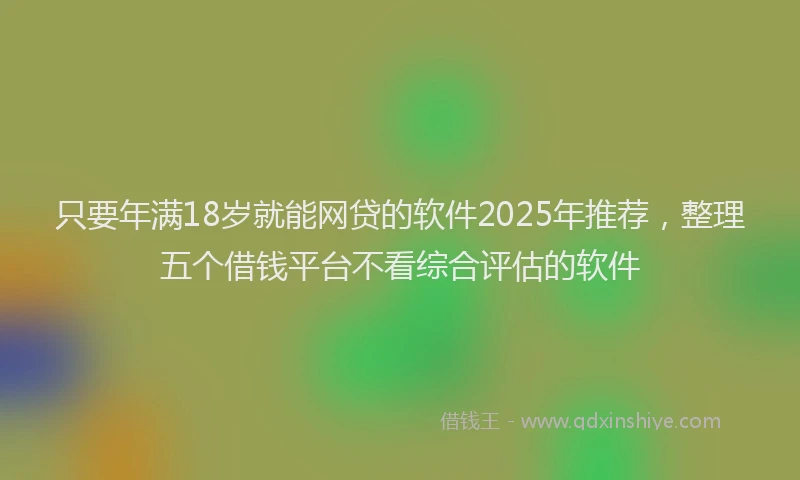只要年满18岁就能网贷的软件2025年推荐，整理五个借钱平台不看综合评估的软件