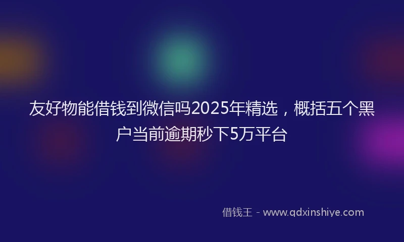 友好物能借钱到微信吗2025年精选，概括五个黑户当前逾期秒下5万平台