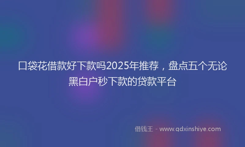 口袋花借款好下款吗2025年推荐，盘点五个无论黑白户秒下款的贷款平台