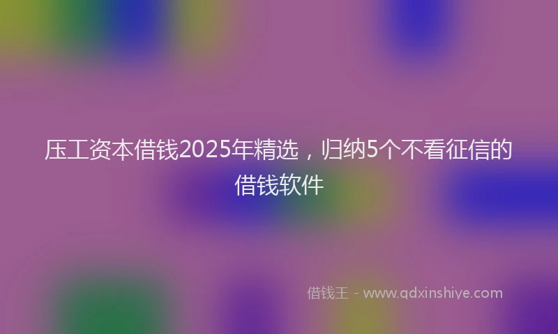 压工资本借钱2025年精选，归纳5个不看征信的借钱软件