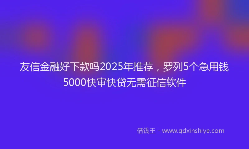 友信金融好下款吗2025年推荐，罗列5个急用钱5000快审快贷无需征信软件