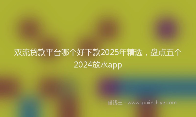 双流贷款平台哪个好下款2025年精选，盘点五个2024放水app