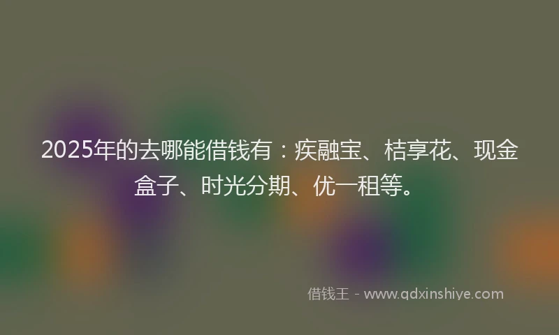 2025年的去哪能借钱有：疾融宝、桔享花、现金盒子、时光分期、优一租等。