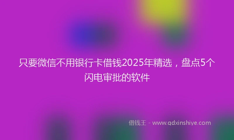 只要微信不用银行卡借钱2025年精选，盘点5个闪电审批的软件