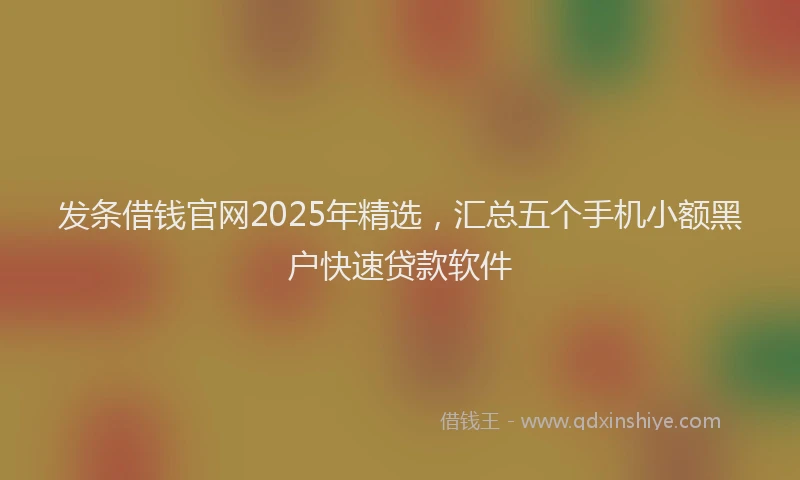 发条借钱官网2025年精选，汇总五个手机小额黑户快速贷款软件