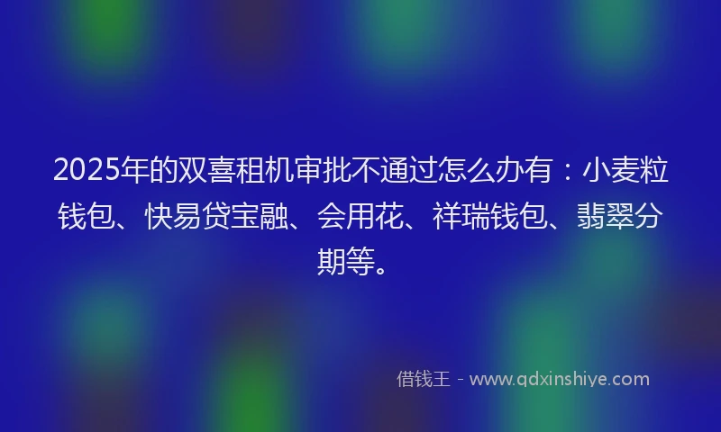 2025年的双喜租机审批不通过怎么办有：小麦粒钱包、快易贷宝融、会用花、祥瑞钱包、翡翠分期等。