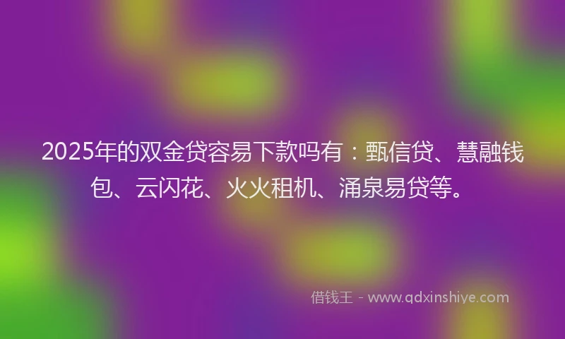 2025年的双金贷容易下款吗有：甄信贷、慧融钱包、云闪花、火火租机、涌泉易贷等。