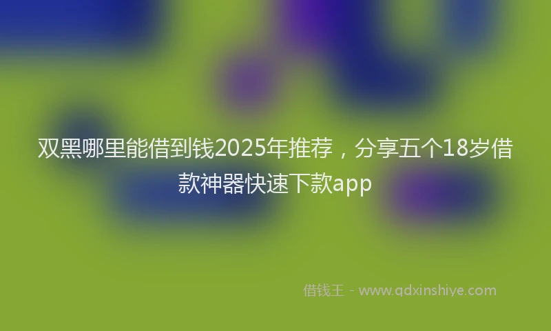 双黑哪里能借到钱2025年推荐，分享五个18岁借款神器快速下款app