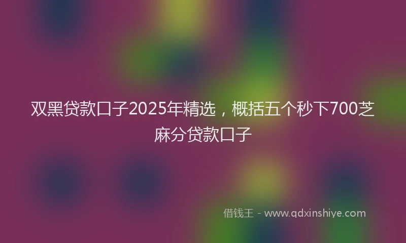 双黑贷款口子2025年精选，概括五个秒下700芝麻分贷款口子