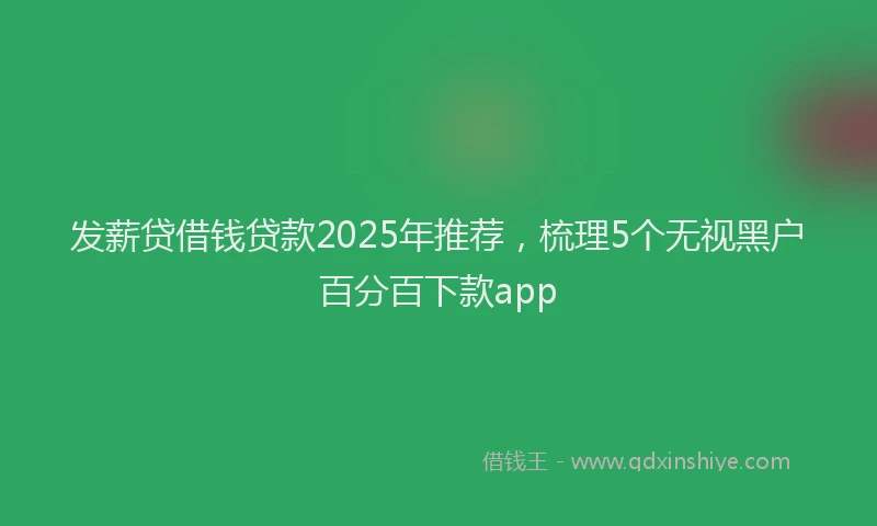 发薪贷借钱贷款2025年推荐，梳理5个无视黑户百分百下款app