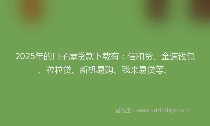 2025年的口子屋贷款下载有：信和贷、金速钱包、粒粒贷、新机易购、我来易贷等。