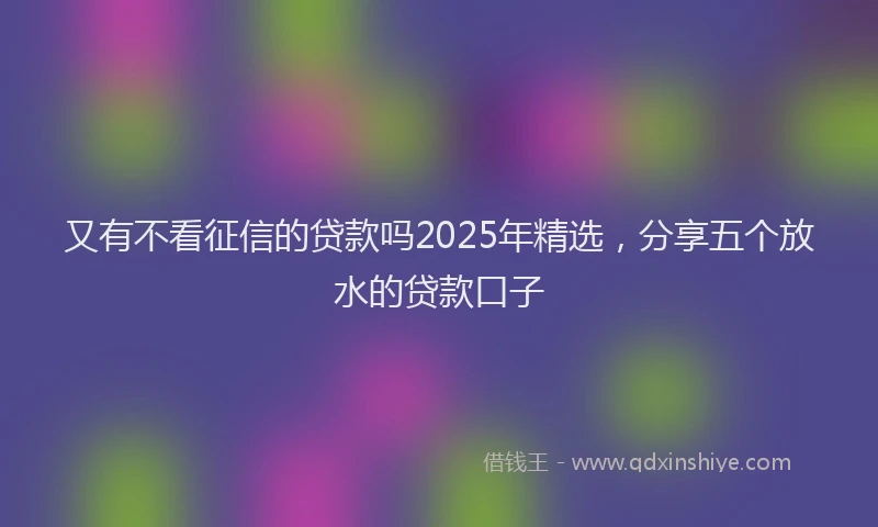 又有不看征信的贷款吗2025年精选，分享五个放水的贷款口子