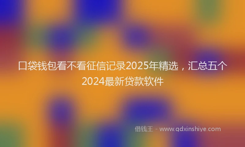口袋钱包看不看征信记录2025年精选，汇总五个2024最新贷款软件