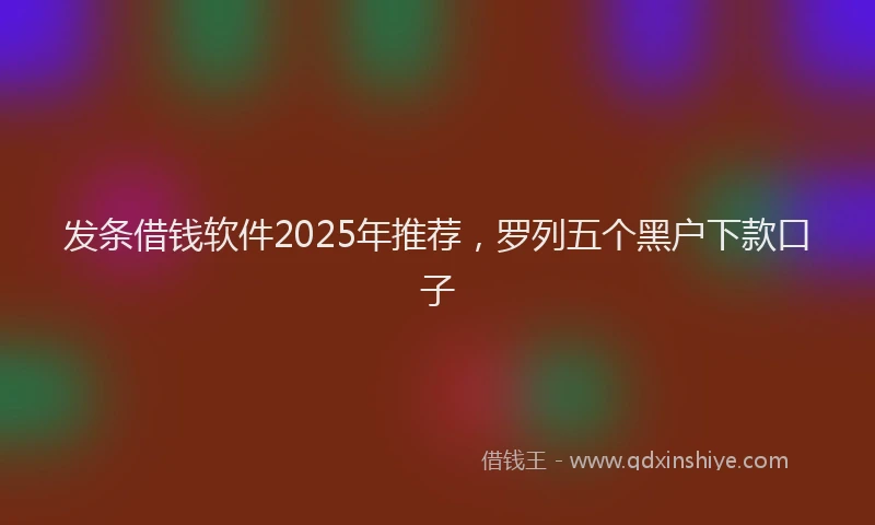 发条借钱软件2025年推荐，罗列五个黑户下款口子