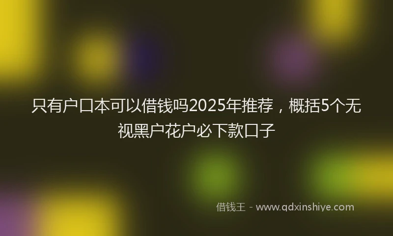 只有户口本可以借钱吗2025年推荐，概括5个无视黑户花户必下款口子