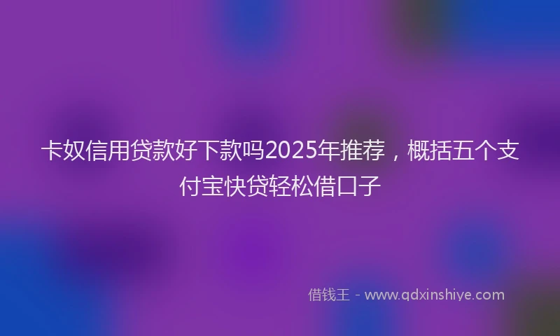 卡奴信用贷款好下款吗2025年推荐，概括五个支付宝快贷轻松借口子