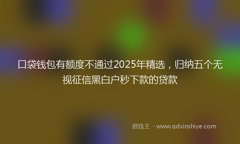 口袋钱包有额度不通过2025年精选，归纳五个无视征信黑白户秒下款的贷款