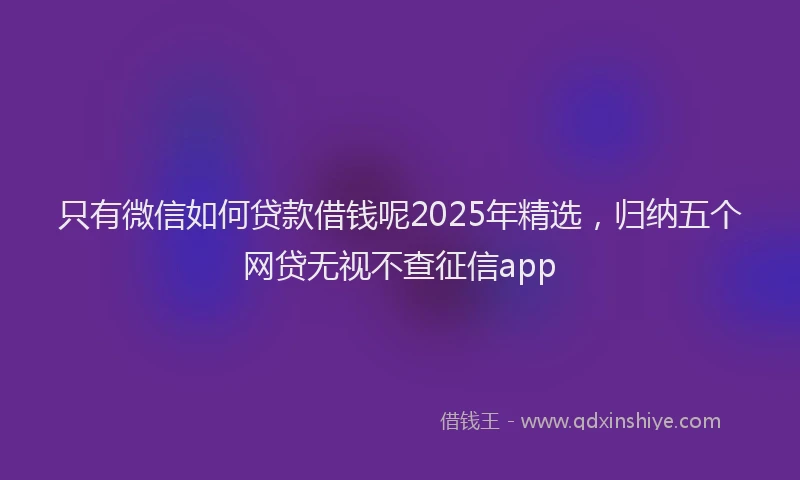 只有微信如何贷款借钱呢2025年精选，归纳五个网贷无视不查征信app