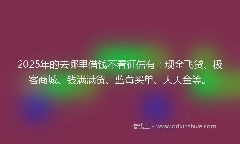 2025年的去哪里借钱不看征信有：现金飞贷、极客商城、钱满满贷、蓝莓买单、天天金等。