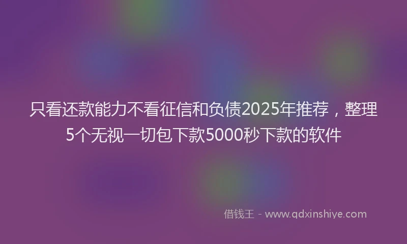 只看还款能力不看征信和负债2025年推荐，整理5个无视一切包下款5000秒下款的软件