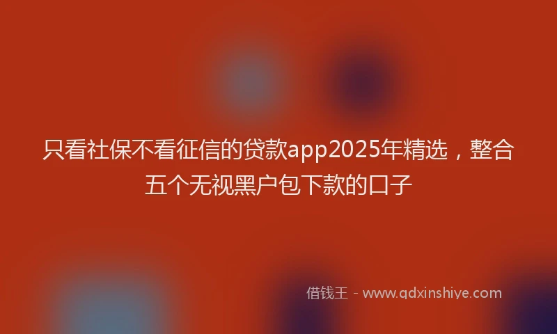 只看社保不看征信的贷款app2025年精选，整合五个无视黑户包下款的口子