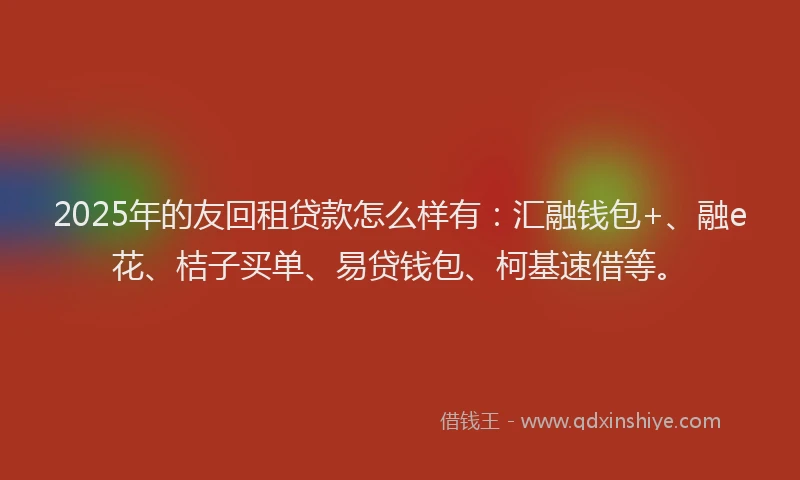 2025年的友回租贷款怎么样有：汇融钱包+、融e花、桔子买单、易贷钱包、柯基速借等。