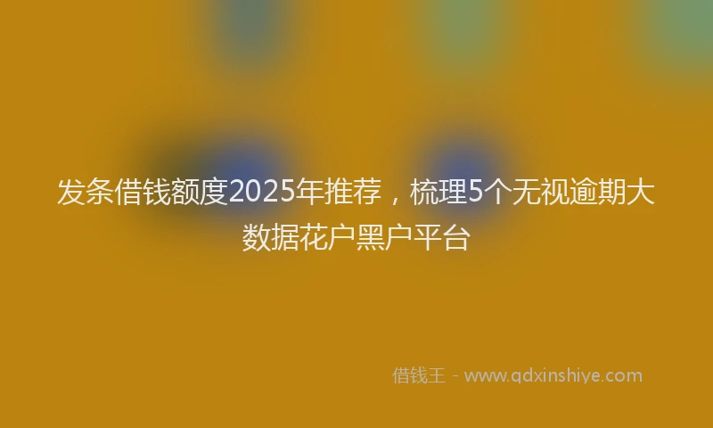 发条借钱额度2025年推荐，梳理5个无视逾期大数据花户黑户平台