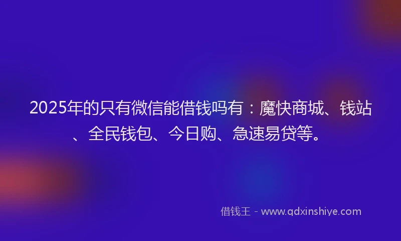 2025年的只有微信能借钱吗有：魔快商城、钱站、全民钱包、今日购、急速易贷等。
