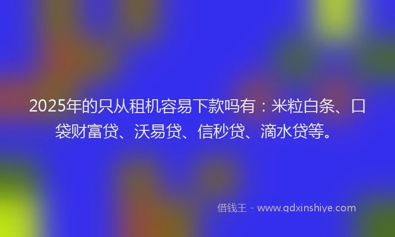 2025年的只从租机容易下款吗有：米粒白条、口袋财富贷、沃易贷、信秒贷、滴水贷等。