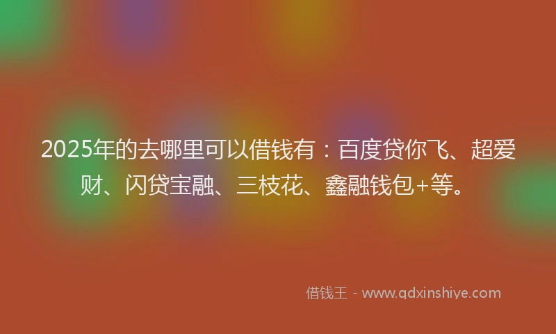2025年的去哪里可以借钱有：百度贷你飞、超爱财、闪贷宝融、三枝花、鑫融钱包+等。