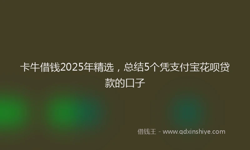 卡牛借钱2025年精选，总结5个凭支付宝花呗贷款的口子