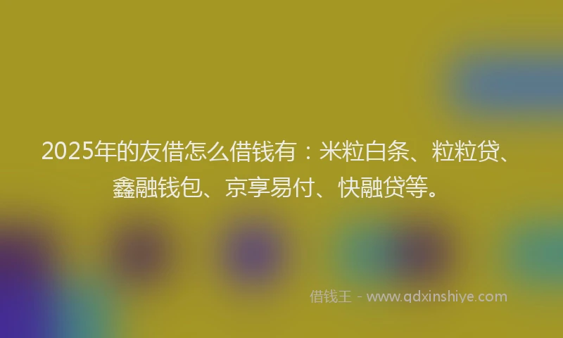2025年的友借怎么借钱有：米粒白条、粒粒贷、鑫融钱包、京享易付、快融贷等。