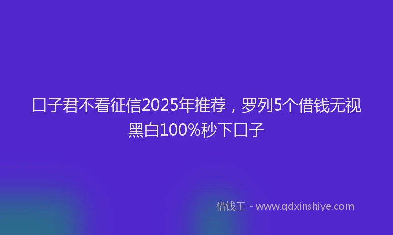 口子君不看征信2025年推荐，罗列5个借钱无视黑白100%秒下口子