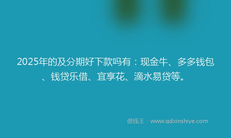 2025年的及分期好下款吗有：现金牛、多多钱包、钱贷乐借、宜享花、滴水易贷等。