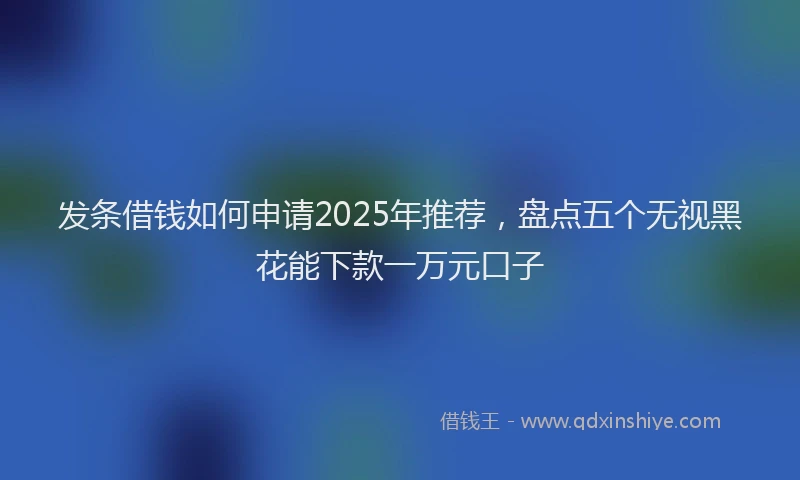 发条借钱如何申请2025年推荐，盘点五个无视黑花能下款一万元口子