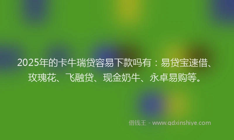 2025年的卡牛瑞贷容易下款吗有：易贷宝速借、玫瑰花、飞融贷、现金奶牛、永卓易购等。