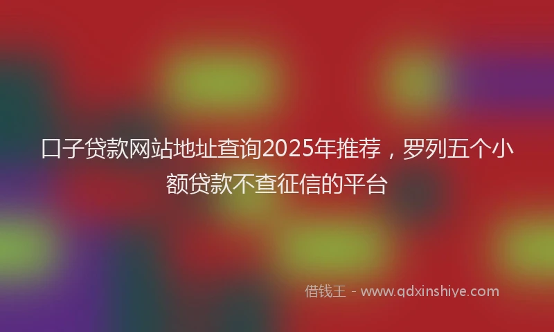 口子贷款网站地址查询2025年推荐，罗列五个小额贷款不查征信的平台