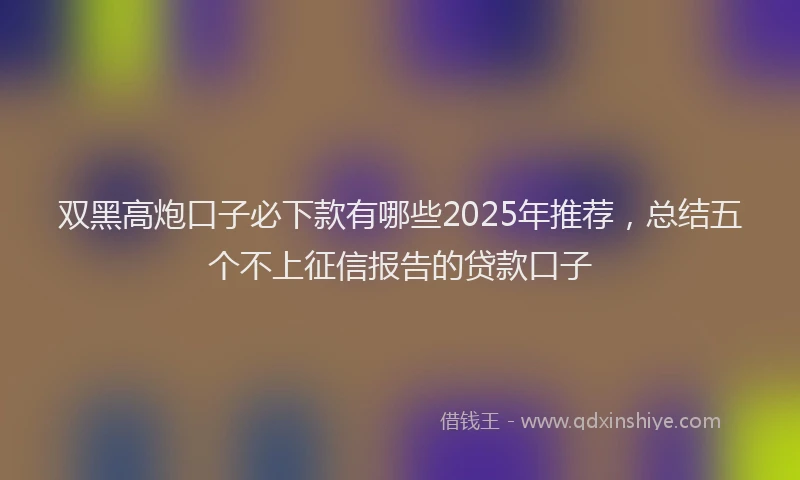 双黑高炮口子必下款有哪些2025年推荐，总结五个不上征信报告的贷款口子