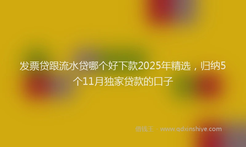发票贷跟流水贷哪个好下款2025年精选，归纳5个11月独家贷款的口子