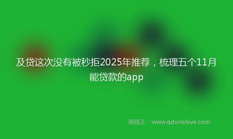 及贷这次没有被秒拒2025年推荐，梳理五个11月能贷款的app