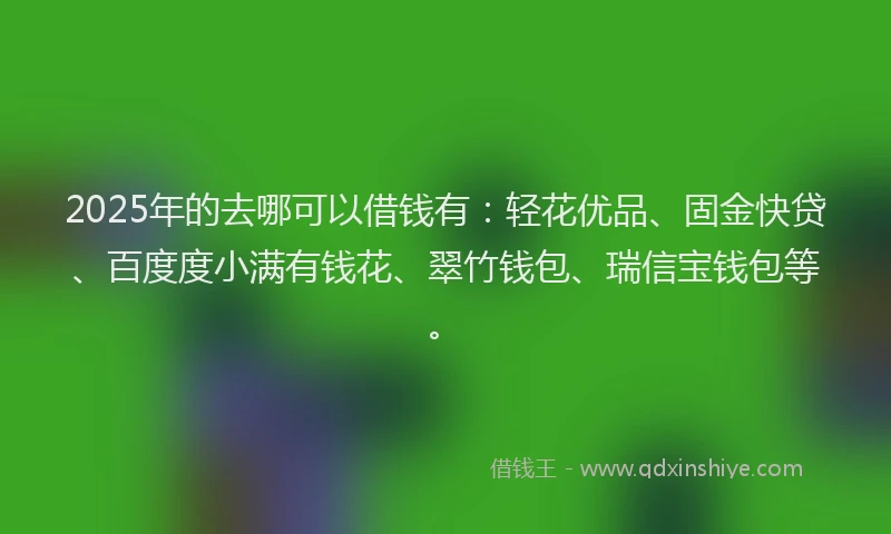 2025年的去哪可以借钱有：轻花优品、固金快贷、百度度小满有钱花、翠竹钱包、瑞信宝钱包等。