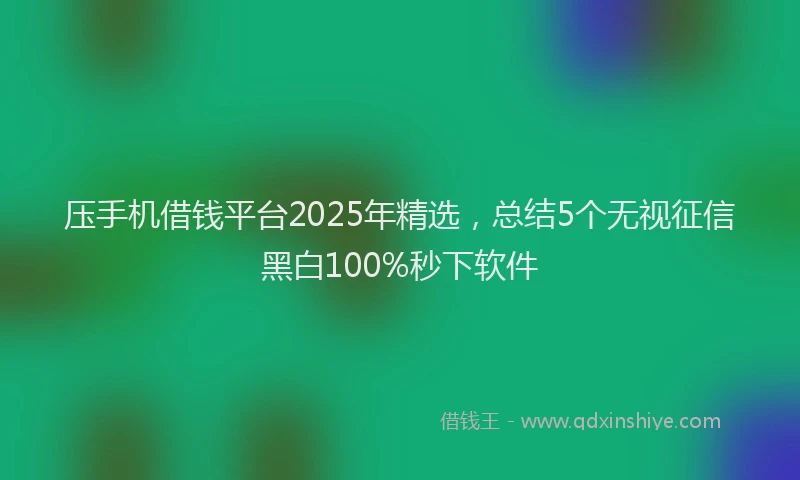 压手机借钱平台2025年精选，总结5个无视征信黑白100%秒下软件