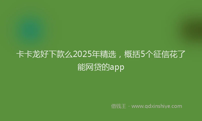 卡卡龙好下款么2025年精选，概括5个征信花了能网贷的app