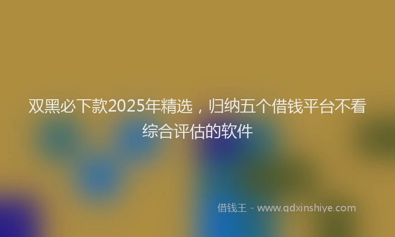 双黑必下款2025年精选，归纳五个借钱平台不看综合评估的软件