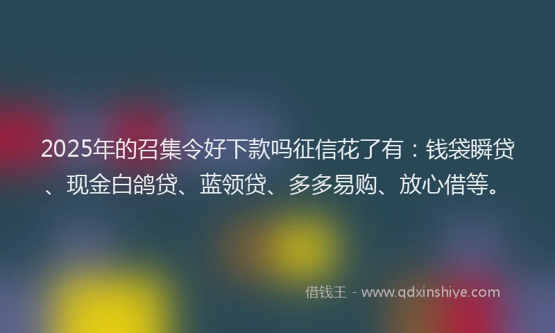 2025年的召集令好下款吗征信花了有：钱袋瞬贷、现金白鸽贷、蓝领贷、多多易购、放心借等。