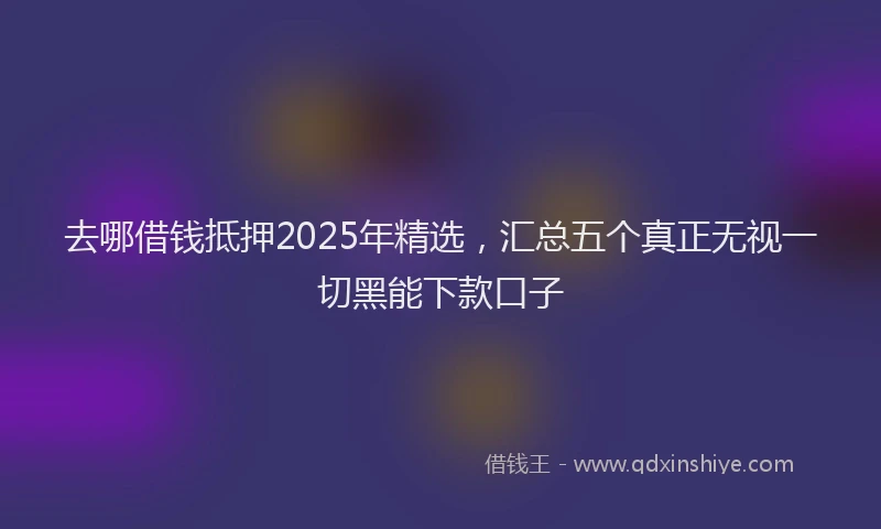 去哪借钱抵押2025年精选，汇总五个真正无视一切黑能下款口子