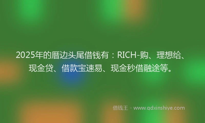 2025年的厝边头尾借钱有：RICH-购、理想给、现金贷、借款宝速易、现金秒借融途等。