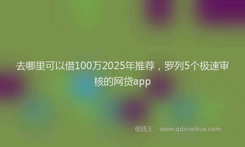 去哪里可以借100万2025年推荐，罗列5个极速审核的网贷app